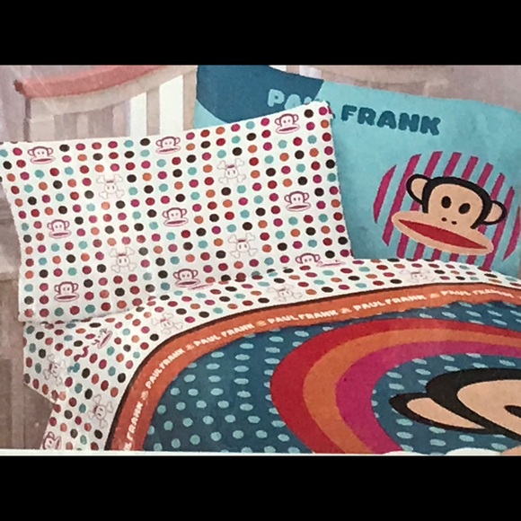 Paul Frank Other - 3pc Paul Frank Rainbow Monkey Polka Dot Twin Sheet